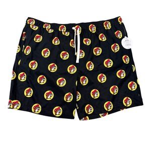 Buc-ees Beaver Black Swim Trunks Shorts Mens Size 2X All Over Print Drawstring
